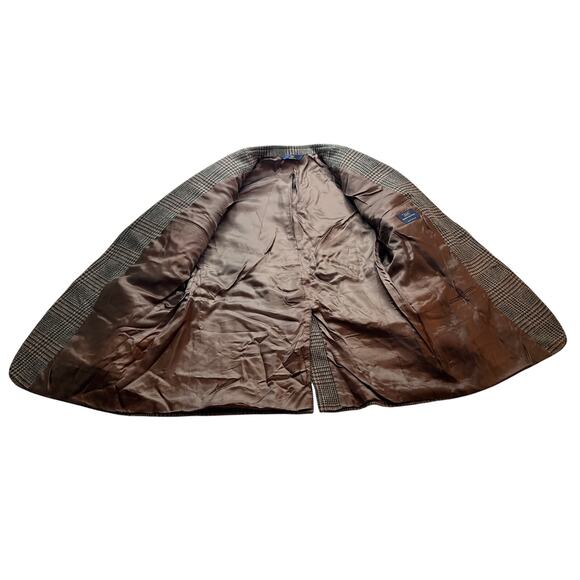 11-68 BROOKS BROTHERS 346 Men's Blazer Madison Houndstooth Brown Size 44L - Picture 3 of 14